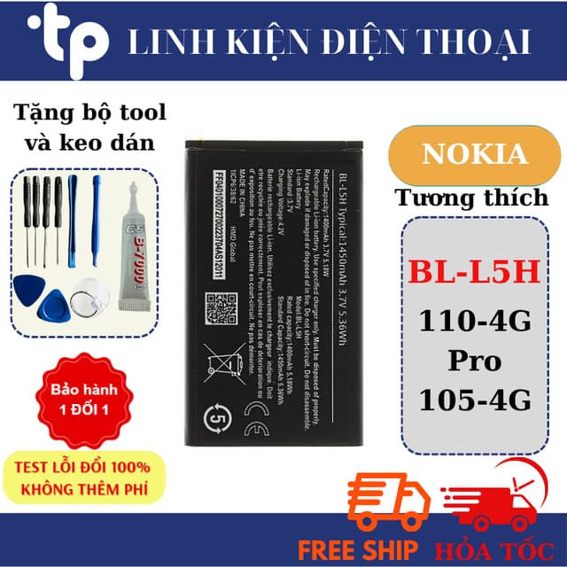 PIN Nokia BL-L5H / Nokia 110-4G Pro/ Nokia 105-4G (Tặng bộ sửa, keo dán) - Ảnh 1