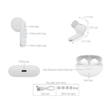 So sánh giá Tai nghe Bluetooth 5.4 True Wireless Havit TW986 bass chắc ấm tai rẻ nhất?