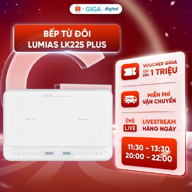Bếp từ đôi Lumias LK225 PLUS - 3500W, 10 mức công suất - Bảo hành 12 Tháng - Ảnh 8
