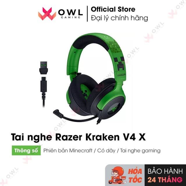 Tai nghe gaming Razer Kraken V4 X Minecraft Edition có dây (Hàng chính hãng) - Ảnh 8