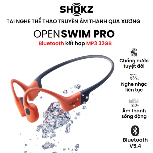 [MỚI] Tai Nghe Bơi Lội Truyền Âm Thanh Qua Xương SHOKZ OPENSWIM PRO S710 Bluetooth Kết Hợp MP3 32GB - Bảo Hành 2 Năm - Ảnh 9