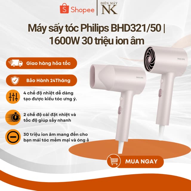 Máy sấy tóc Philips HP8108 BHC010 BHC015 BHD300 BHD321 BHD350 BHD500 BHD510 - Hàng chính hãng - Ảnh 4