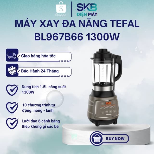 Máy làm sữa hạt, xay nấu đa năng Tefal - BL967B66 1300W | Xay nấu đa năng , cối thủy tinh dễ vệ sinh - Ảnh 9