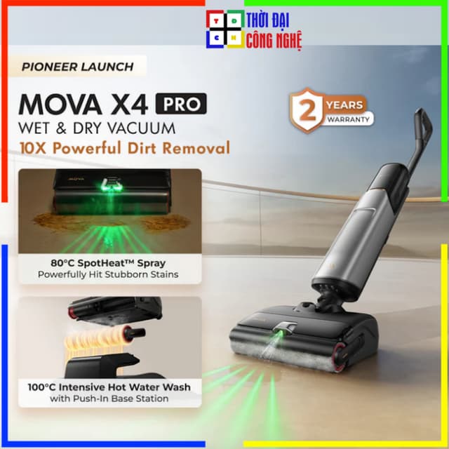 Mova X4 Pro Máy Hút Bụi Lau Nhà Khô Và Ướt cầm tay dọn dẹp nhà cửa trong tầm tay. Bảo hành 24th, 1 đổi 1 15 ngày. - Ảnh 1