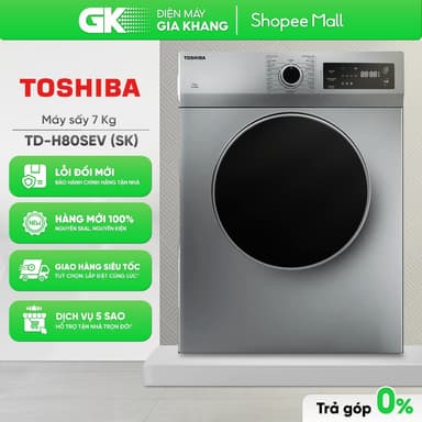 So sánh giá TD-H80SEV(SK) [Xám] / TD-H80SEV(WK) [Trắng] - Máy Sấy Thông Hơi TOSHIBA 7 Kg [Toàn Quốc] rẻ nhất?