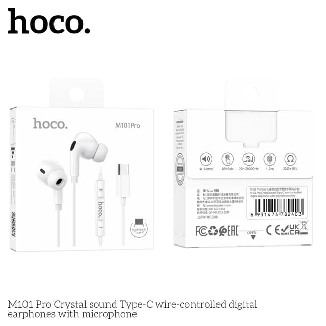 Tai nghe có dây M101pro chính hãng HOCO Tai nghe In-ear Type C có Mic cho Galaxy S20 note10 S10 S9 S8 S7 xiaomi vivo - Ảnh 3