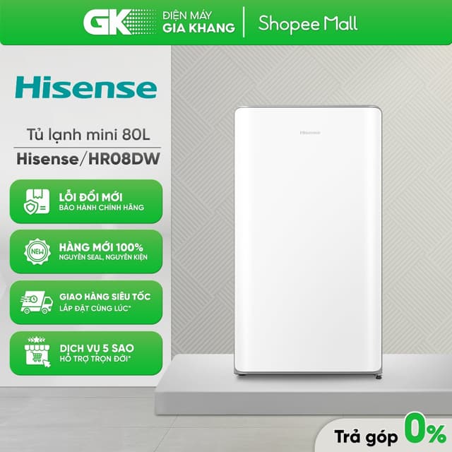 HR08DW | HR08DR | HR09DB - Tủ Lạnh Hisense 82 Lít | 94 Lít HR08DW/R [Toàn Quốc] - Ảnh 1