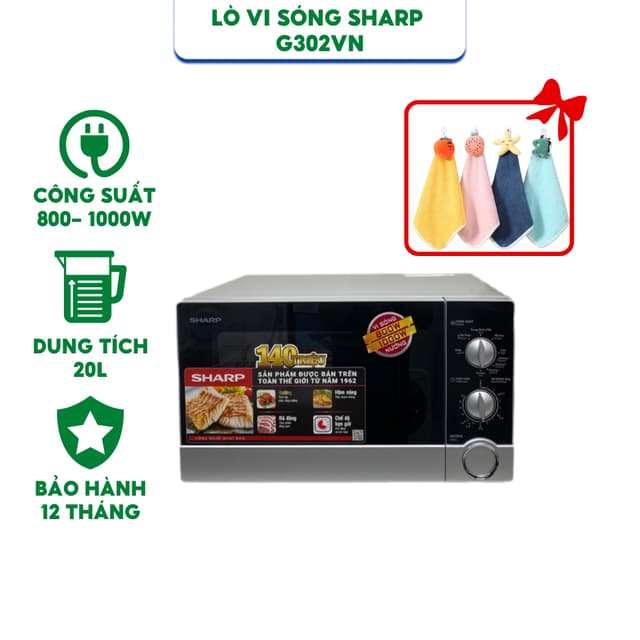 Lò vi sóng có nướng Sharp R-G302VN-S 23 lít - Công suất 1800W - Hàng chính hãng - Bảo hành 12 tháng - Ảnh 11