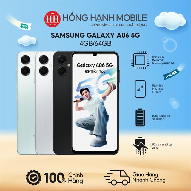 Điện Thoại Samsung Galaxy A06 5G 4GB/64GB - Hàng Chính Hãng - Ảnh 1