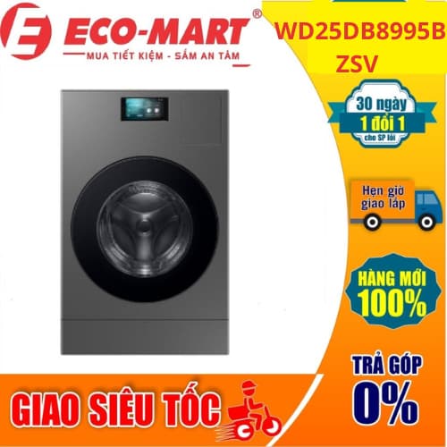Máy giặt Samsung WD25DB8995BZSV AI Combo Heatpump Inverter giặt 25 kg - sấy 15 kg -Tặng giao lắp đặt - Ảnh 9
