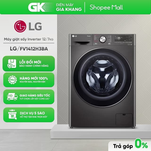 [Shopee - Lắp đặt 0Đ HN HCM] Máy Giặt Sấy LG Inverter FV1412H3BA 12/7 Kg | FV1414H3BA 14/8 Kg - Ảnh 5