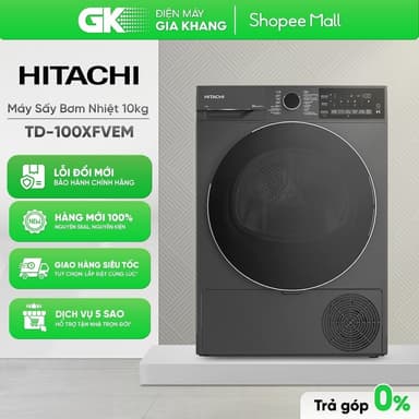 So sánh giá TD-100XFVEM - Máy Sấy Bơm Nhiệt Hitachi 10 Kg TD-100XFVEM [Freeship HCM] rẻ nhất?