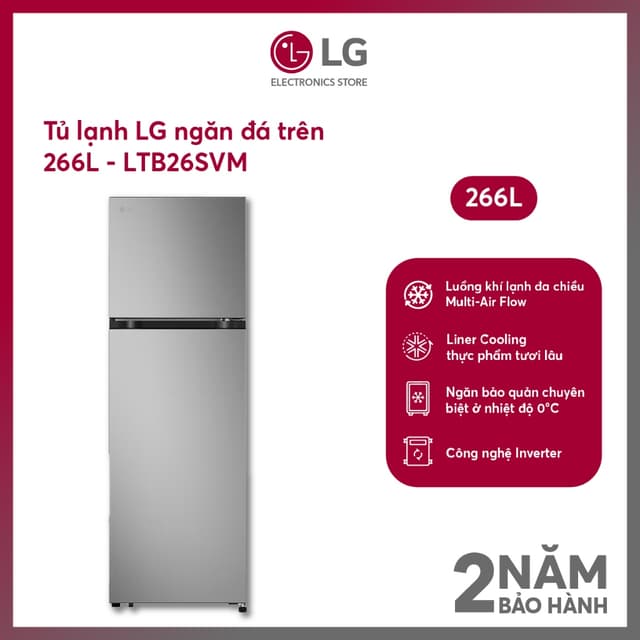 [MODEL 2025] Tủ lạnh LG Inverter 266 lít LTB26SVM - SHOP Miễn phí GIAO + LẮP Hà Nội - Ảnh 4