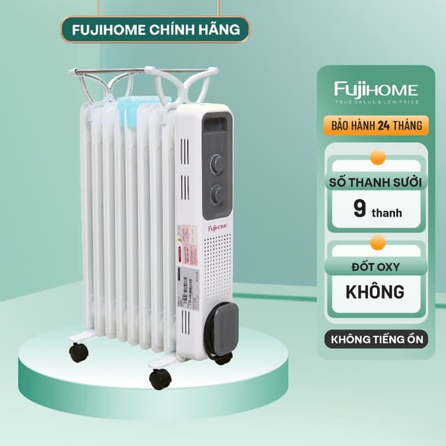 Máy sưởi dầu FUJIHOME OH849 – Công suất 2000W, sưởi phòng 20m², tiết kiệm điện năng - Ảnh 1