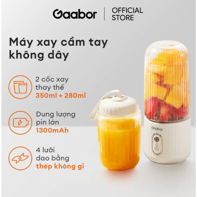 [HÀNG-MKT] Cốc Xay Sinh Tố Cầm Tay Gaabor FP03T-­WH01A - Ảnh 7