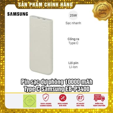 So sánh giá Thanh lý SDP 10000 mAh Type C PD 25W Samsung EB-P3400 ( Fullbox - New Seal ) rẻ nhất?
