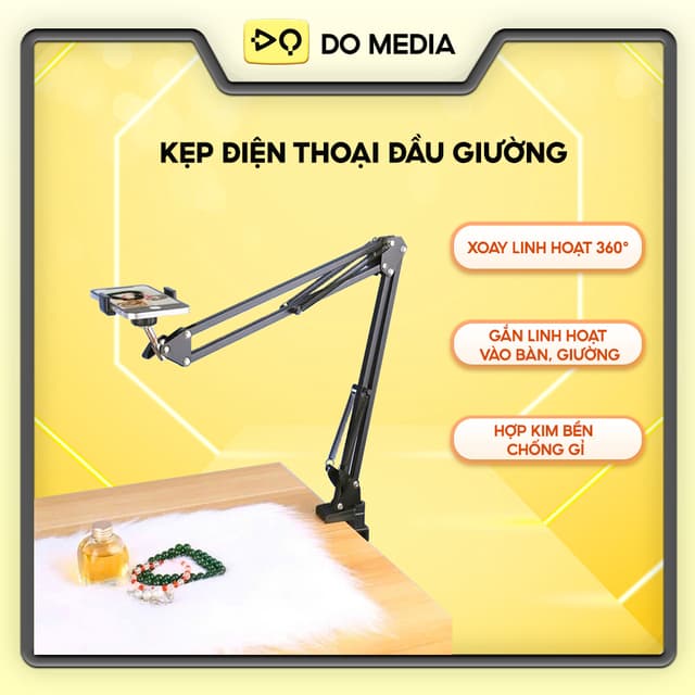 Kẹp điện thoại đầu giường gắn bàn xem phim, kẹp bàn livestream, quay video xoay 360 NB35 - Ảnh 9