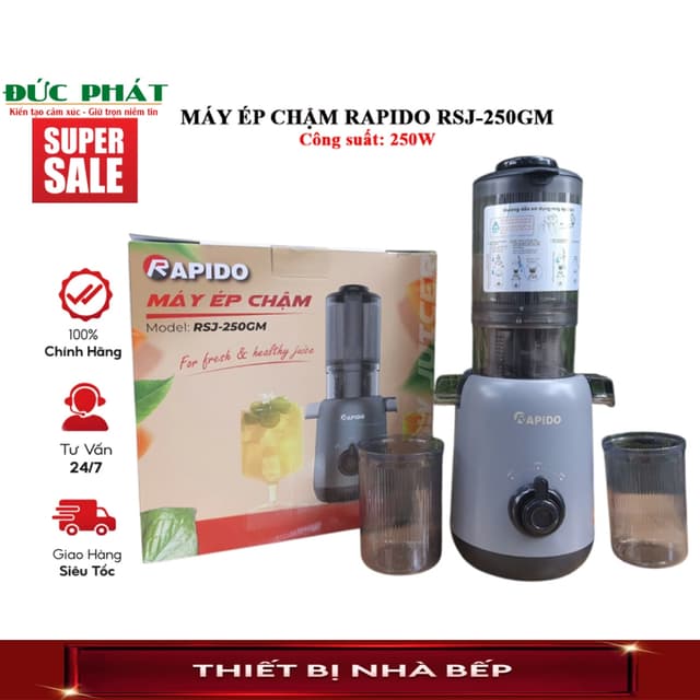 Máy Ép Chậm Rapido RSJ-250GM | Ép Kiệt Bã | Giữ Trọn Vitamin | Động Cơ Êm Bền - Ảnh 10