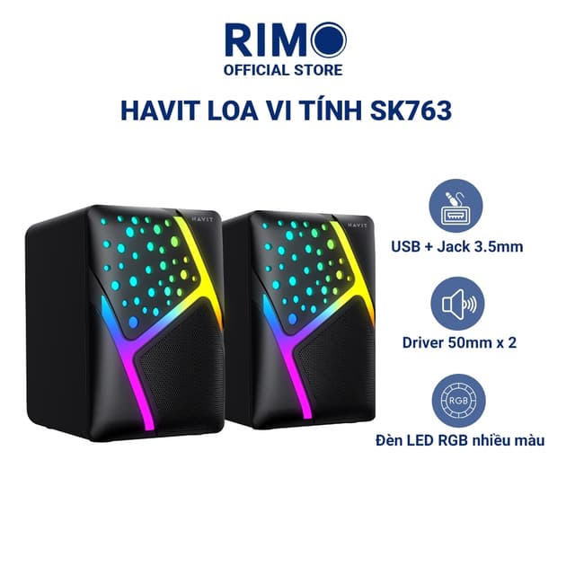 Loa vi tính USB 2.0 Havit SK763 công suất 6W, hiệu ứng đèn Led RGB - Ảnh 6