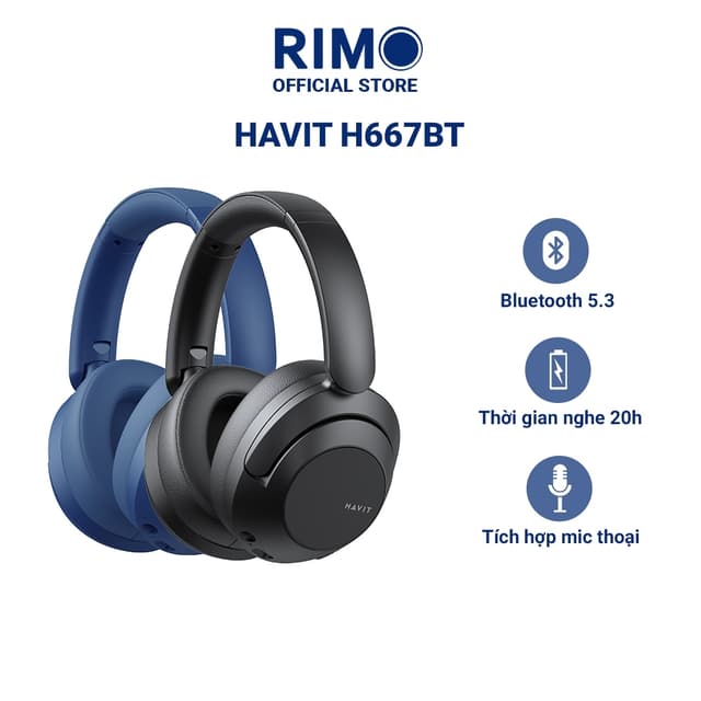 Tai nghe Headphone Havit H667BT Bluetooth 5.3 pin trâu sử dụng 20 tiếng kết nối được 2 thiết bị - Ảnh 2