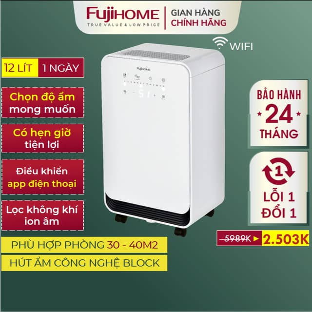 Máy hút ẩm FUJIHOME DH12NEW Nhập Khẩu chính hãng, Máy hút ẩm điều khiển bằng App kết hợp lọc không khí - Ảnh 9
