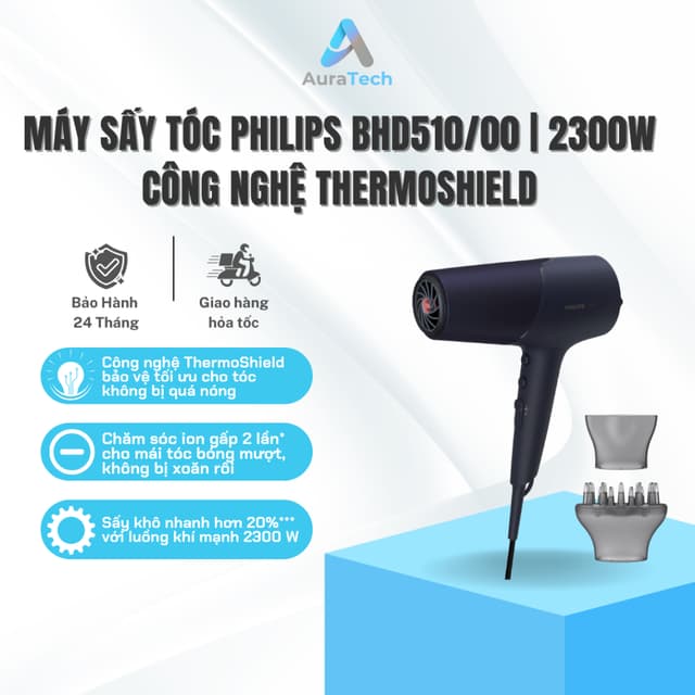 Máy sấy tóc Philips HP8108 BHC010 BHC015 BHD300 BHD350 HP8232 HP8233 BHD500 BHD510 - Hàng chính hãng - Ảnh 3
