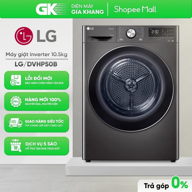 DVHP50B - Máy Sấy Bơm Nhiệt LG DUAL Inverter Heat Pump™ 10.5 Kg [Toàn Quốc] - Ảnh 4