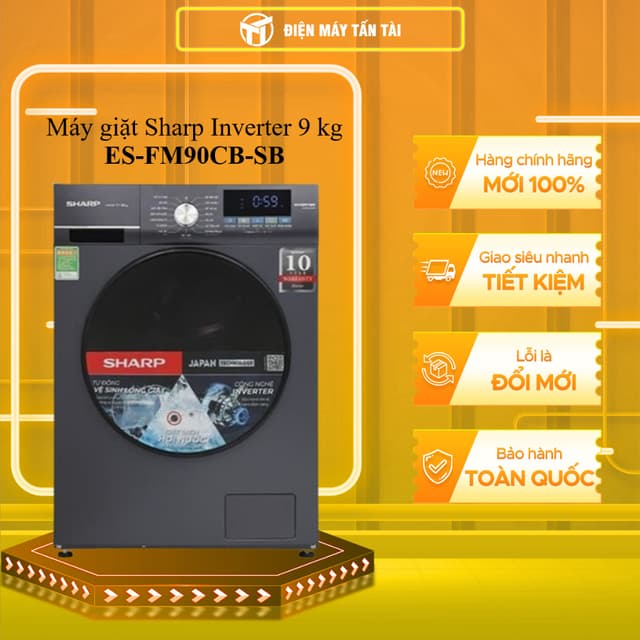 ES-FM90CB-SB - Máy giặt Sharp Inverter 9 kg ES-FM90CB-SB - GIAO TOÀN QUỐC - Ảnh 3