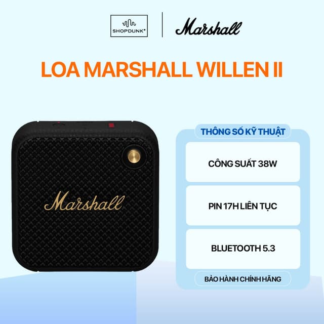 Loa Marshall Willen II Bluetooth Chính Hãng ASH - Ảnh 3