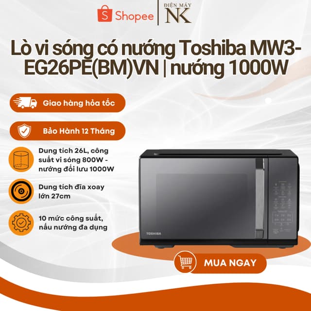 Lò vi sóng có nướng đối lưu Toshiba MW3-EG26PE(BM)VN 26 lít - Bảo Hành 12 Tháng - Ảnh 3