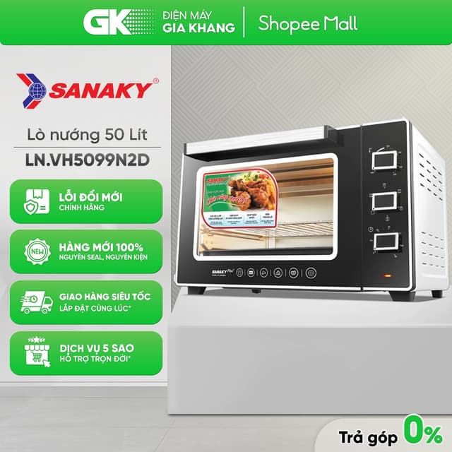 LN.VH5099S2D | LN.VH5099N2D - Lò Nướng Sanaky 50 Lít VH-5099S2D / VH-5099SN2D [Toàn Quốc] - Ảnh 2