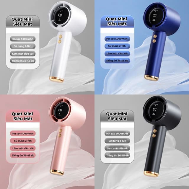 Quạt mini cầm tay M2 5000mAh di động có thể sạc gió mạnh 100 tốc độ turbo phản lực màn hình hiển thị pin - Ảnh 11