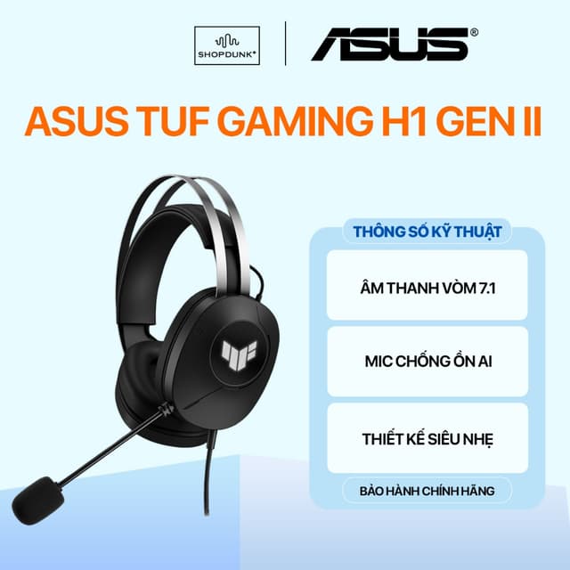 Tai Nghe Asus TUF Gaming H1 Gen II 90YH044B-BHUA00 Chính Hãng Bảo Hành 2 Năm - Ảnh 8
