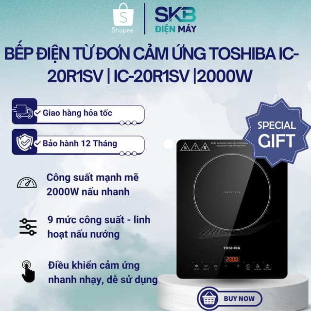 Bếp điện từ đơn cảm ứng Toshiba IC-20R1SV | IC-20R2SV | 2000W - tặng nồi lẩu inox - BH 12 tháng - Ảnh 10