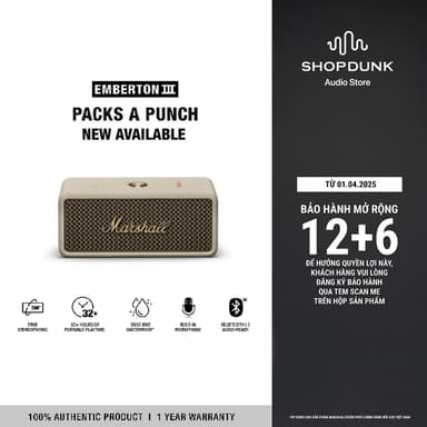 So sánh giá Loa Marshall Bluetooth Emberton III - Pin lên đến 32h - Bảo Hành Chính Hãng ASH rẻ nhất?