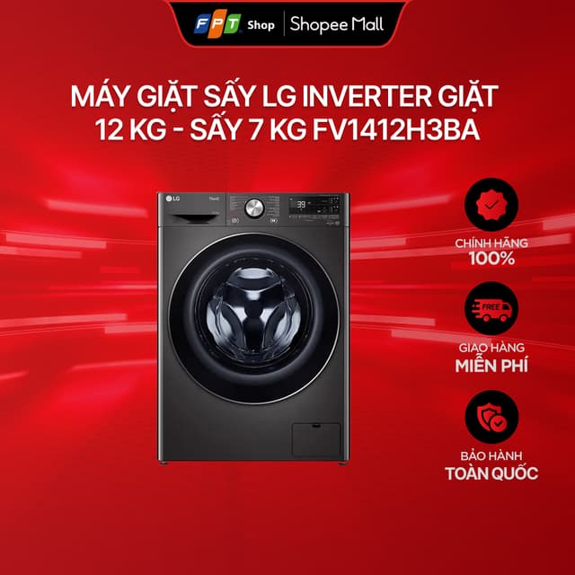 Máy giặt sấy LG Inverter giặt 12 kg - sấy 7 kg FV1412H3BA - Ảnh 9