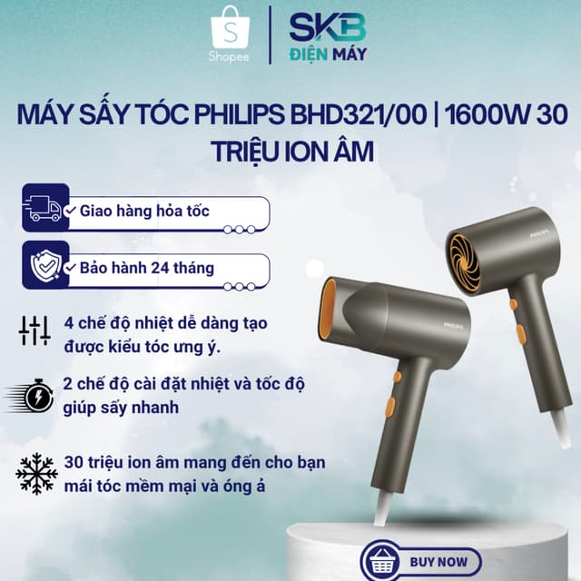 Máy sấy tóc Philips HP8108 BHC010 BHC015 BHD300 BHD321 BHD350 BHD500 BHD510 - Hàng chính hãng - Ảnh 5