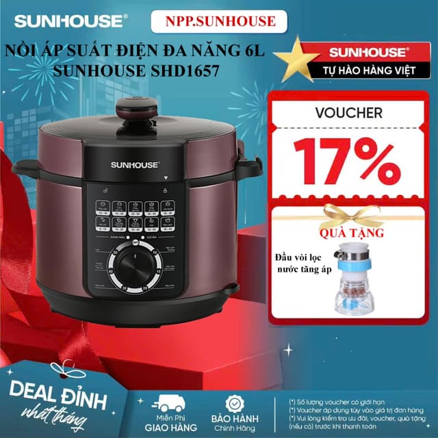 NỒI ÁP SUẤT ĐIỆN ĐA NĂNG SUNHOUSE SHD1657 6 Lít - Ảnh 12