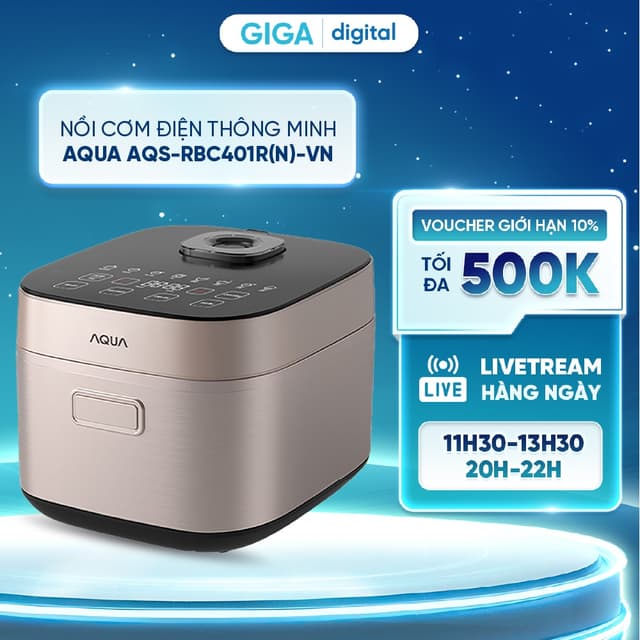 Nồi cơm điện tử AQUA 1.5 lít AQS-RBC401R(N)-VN 750W - 10 chế độ nấu - Điều khiển cảm ứng - Hẹn giờ 24h - Ảnh 12