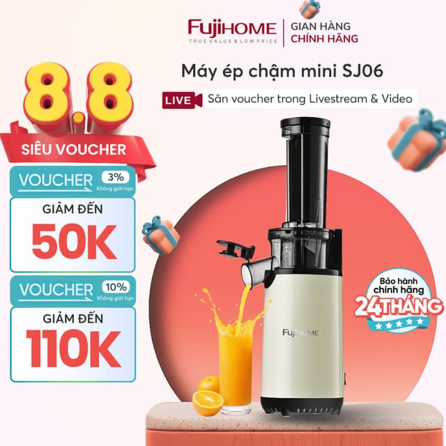 Máy ép chậm mini Nhập Khẩu FUJIHOME SJ06, ép kiệt không cặn, Máy ép trái cây ép sạch bã, tiết kiệm diện tích - Ảnh 10