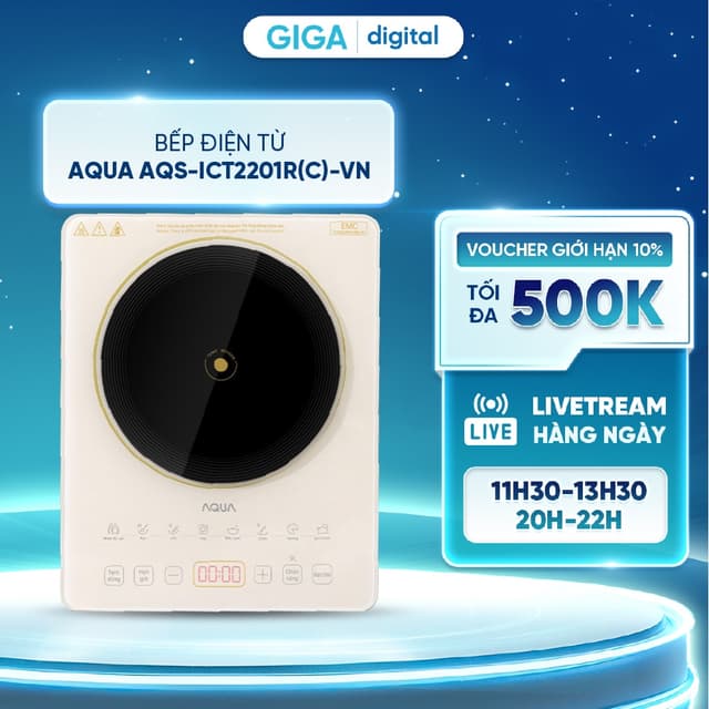 Bếp từ đơn AQUA AQS-ICT2201R(C)-VN - 2200W -22 mức nhiệt - Bảo vệ an toàn 6 lớp - Ảnh 4