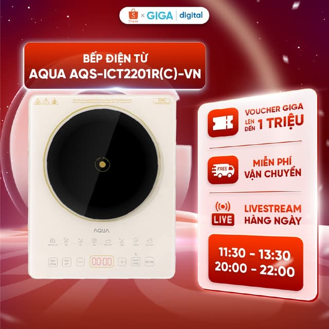 Bếp từ đơn AQUA AQS-ICT2201R(C)-VN - 2200W -22 mức nhiệt - Bảo vệ an toàn 6 lớp - Ảnh 7