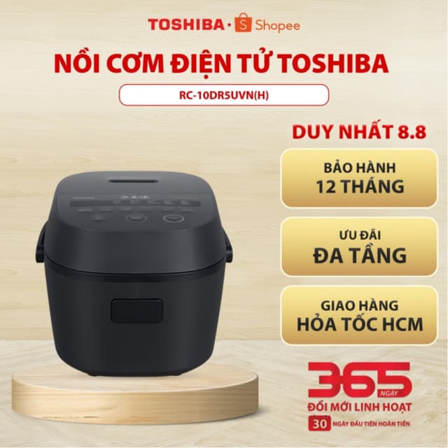 Nồi Cơm Điện Tử Toshiba 1 lít RC-10DR5UVN(H) - Bảo Hành Chính Hãng 12 Tháng - Ảnh 5