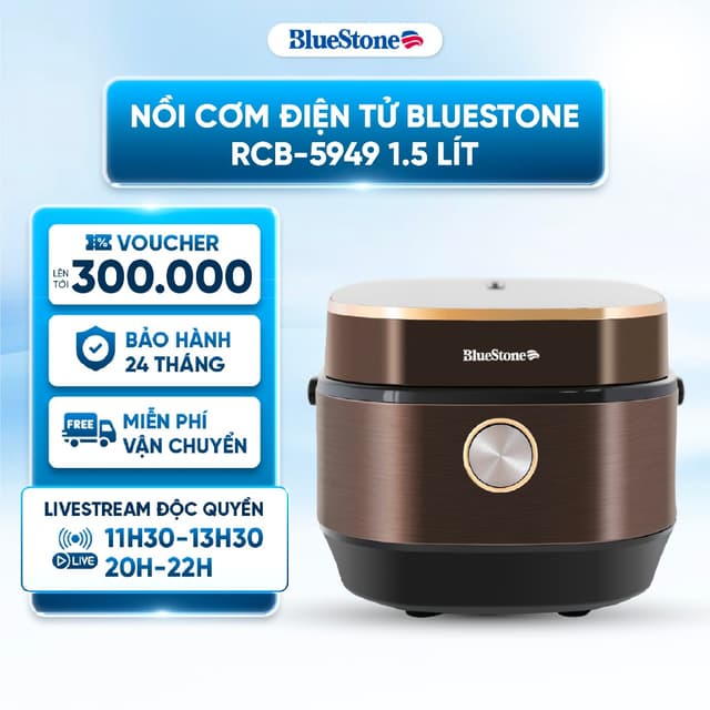 Nồi Cơm Điện Tử Đa năng BlueStone RCB-5949 1.5 Lít - Công suất 860W nấu cơm chín nhanh - 11 chế độ nấu - BH 24 Tháng - Ảnh 5