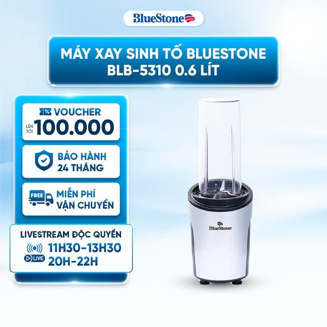 Máy Xay Sinh Tố BlueStone BLB-5310 0.6 Lít - 3 ly xay sinh tố kiêm bình nước dung tích 600 ml - Ảnh 6