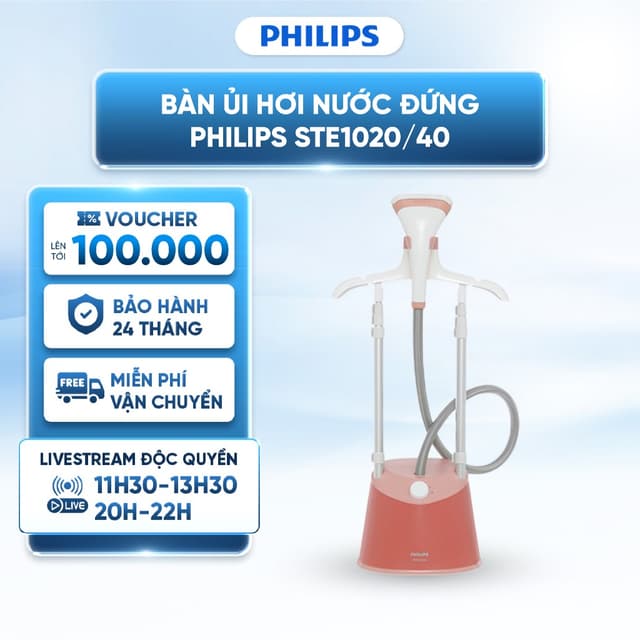 Bàn ủi hơi nước đứng Philips STE1020/40 1800W - An toàn vệ sinh - Thiết kế nhỏ gọn - 3 mức điều chỉnh - chống nhỏ giọt - Ảnh 11