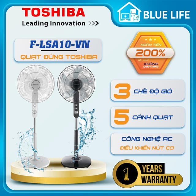 Quạt Đứng Toshiba 5 cánh F-LSA10(W-K)VN, 50W - 3 Mức Gió, Hàng Chính Hãng - Ảnh 10