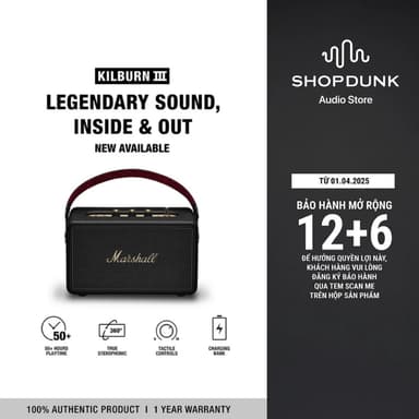 So sánh giá Loa Marshall Bluetooth KILBURN III - Bảo Hành Chính Hãng ASH rẻ nhất?