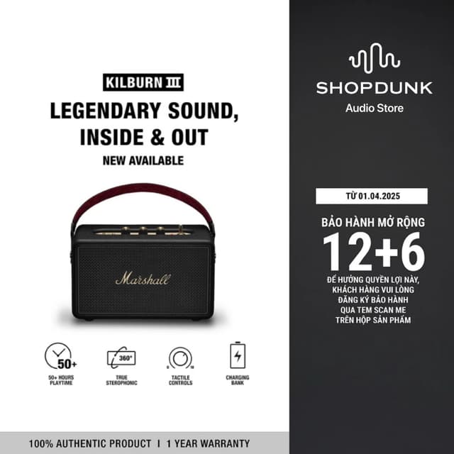Loa Marshall Bluetooth KILBURN III - Bảo Hành Chính Hãng ASH - Ảnh 11
