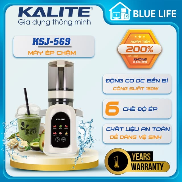 Máy Ép Chậm Kalite KSJ569, Ống Tiếp Rộng - Ép Kiệt Bã Rau Củ Quả, Hàng Chính Hãng - Ảnh 6
